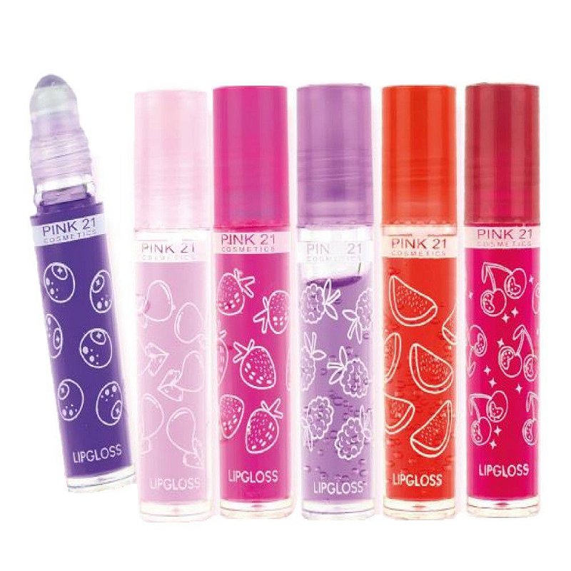 Pink 21 - Lip Gloss Frutas 6 Cores CS4380 - 06 Und - Distribuidora