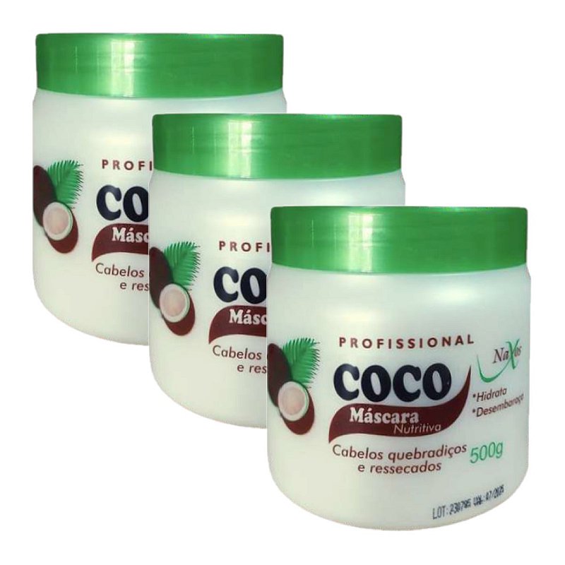 Naxos - Mascara Nutritiva Capilar Coco - 6 Und - Distribuidora JCF