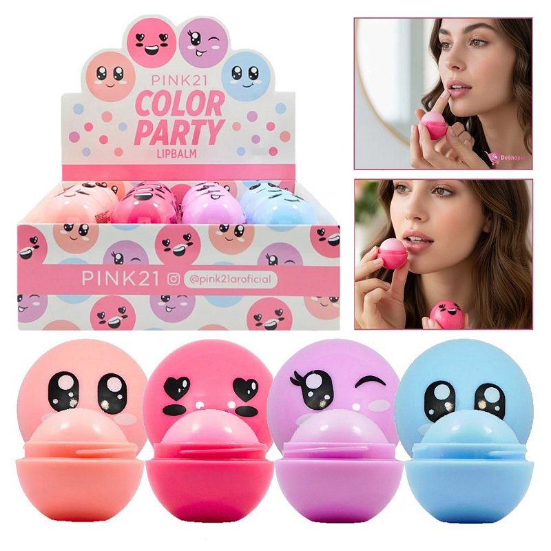 Lip Cream / CD4枚セット Pink 21 - Lip Balm Color Party CS5826 - 24 Und - Distribuidora JCF