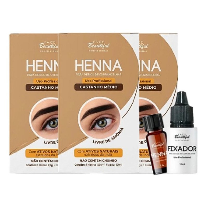 Face Beautiful - Henna de Sobrancelha CASTANHO MEDIO FB521U - 06