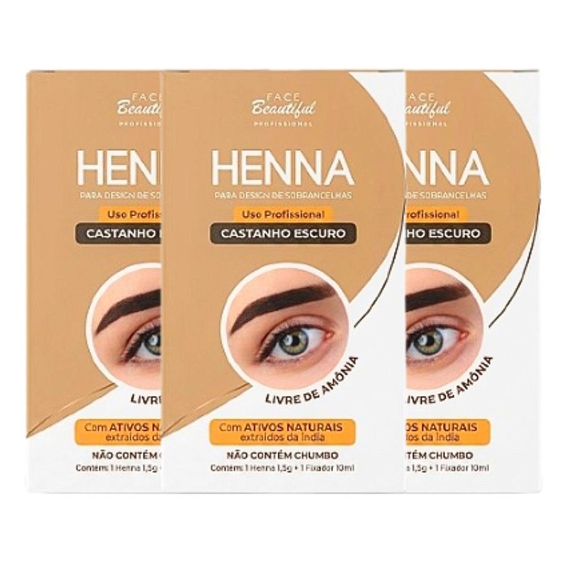 Face Beautiful - Henna de Sobrancelha CASTANHO ESCURO FB519U - 12
