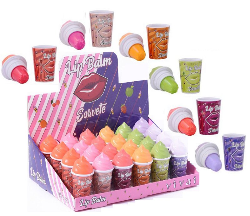 Lip Balm Ice Cream Vivai 3018 Kit com 24 Unidades Distribuidora JCF