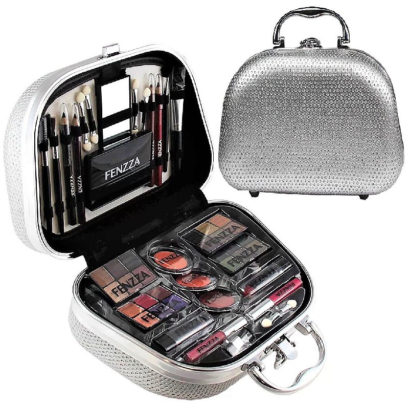 Maleta de Maquiagem Completa Glamourosa Cinza Fenzza FZ60003