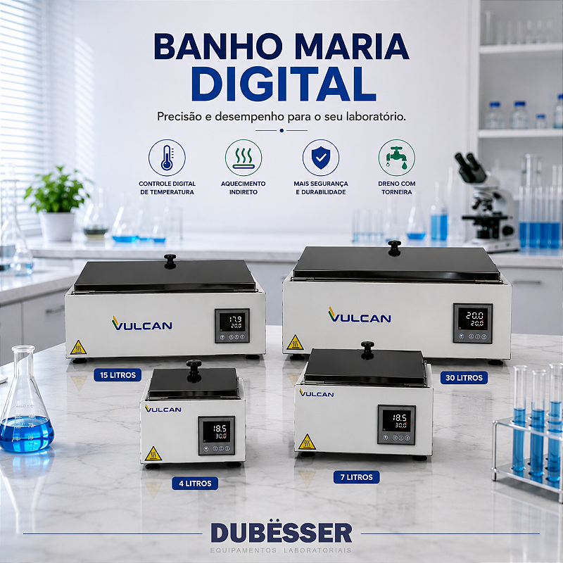 Banho Maria Digital Vulcan BMD até 100°C bivolt