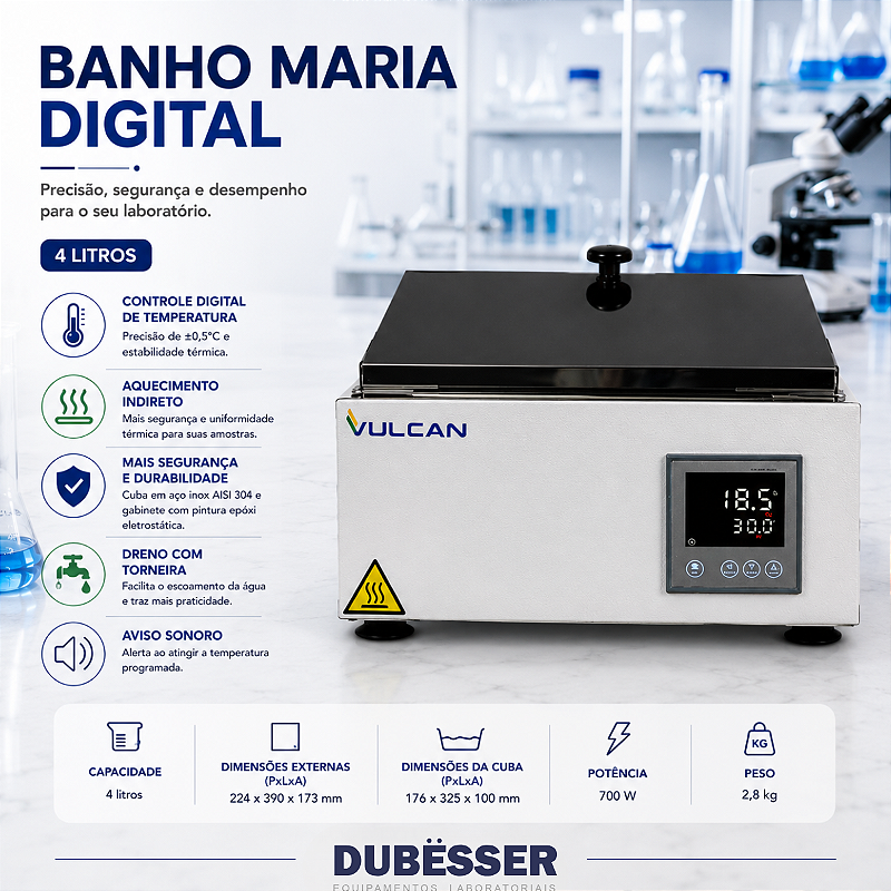 Banho Maria Vulcan - painel digital PID Fuzzy