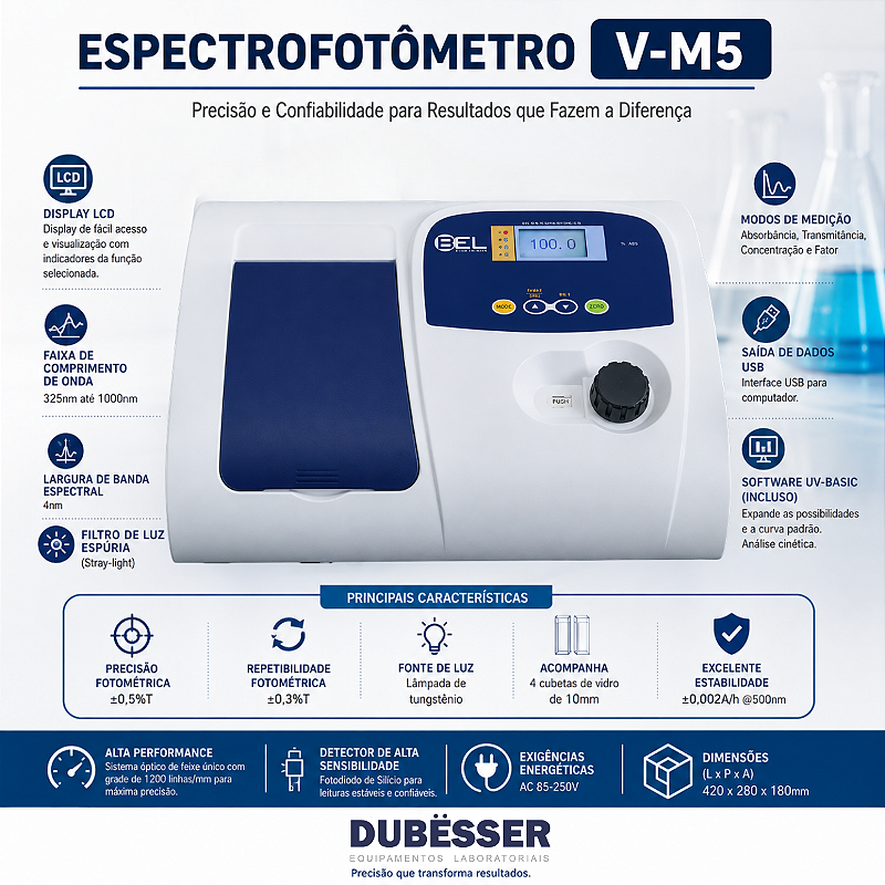Espectrofotômetro V-M5 BEL – vista frontal