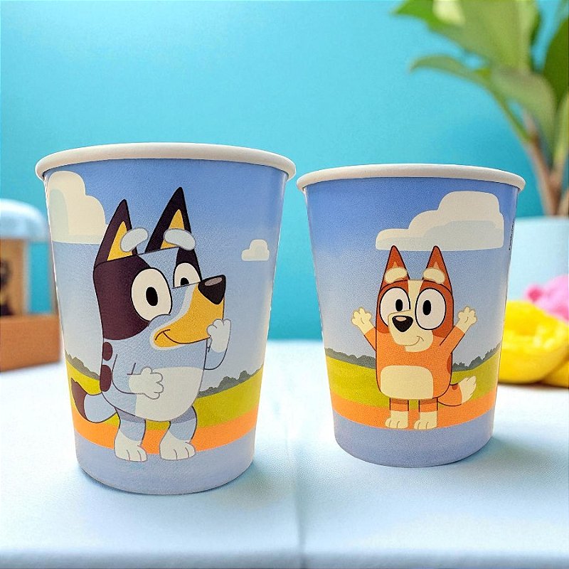 Copo de Papel - Bluey 200ml - 8 unidades - Festcolor - Rizzo - Loja de ...