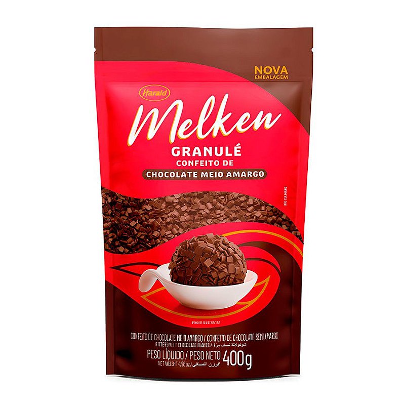 Confeito de Chocolate Sabor Meio Amargo Granulé Melken 400g Harald