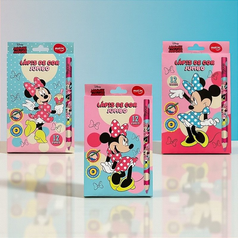 Lápis de Cor - Minnie Mouse - Jumbo - 12 Cores - Disney Original