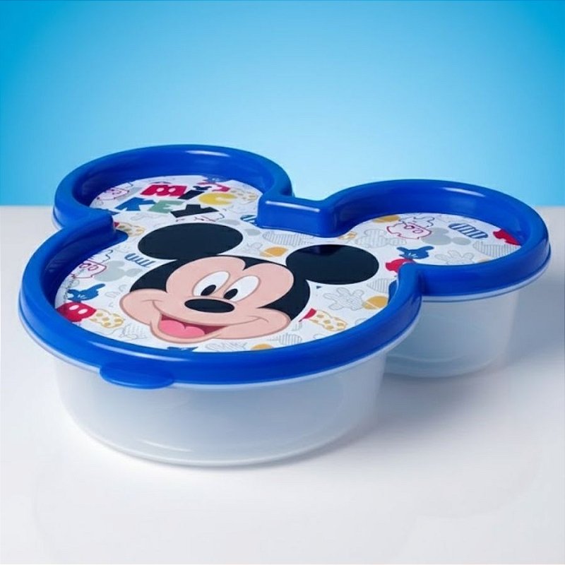 ※ Spottokunママ Disney Mickey Mouse Blu Pote de Plástico Formato - Mickey Mouse - 320ml - 15x15cm - Disney
