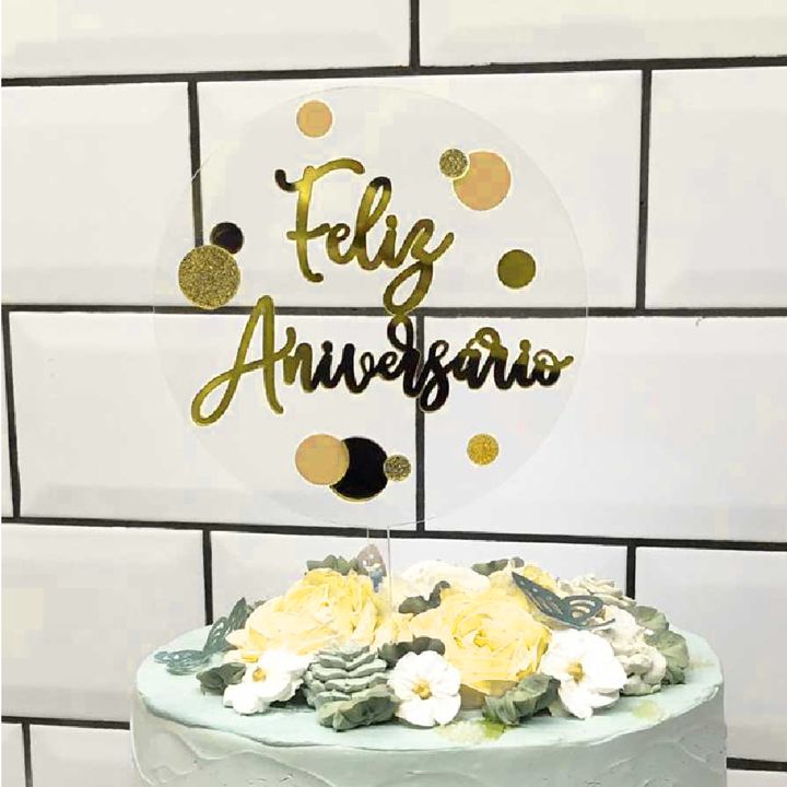 Topo de Bolo Feliz Aniversário