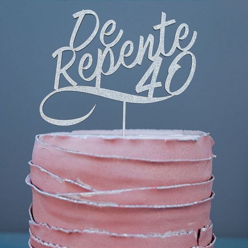 Topo de Bolo 50 Anos Espelhado Prata Sonho Fino Rizzo Confeitaria - Loja de  Confeitaria