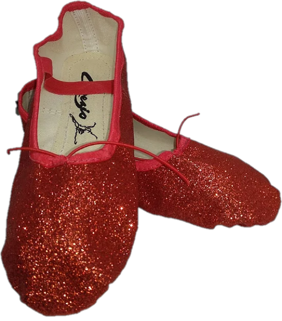 Sapatilha de Ballet Vermelha Meia Ponta em Korino com Glitter - Dance Mais