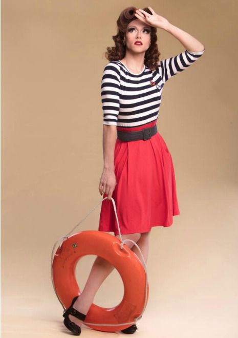 vestido navy listrado
