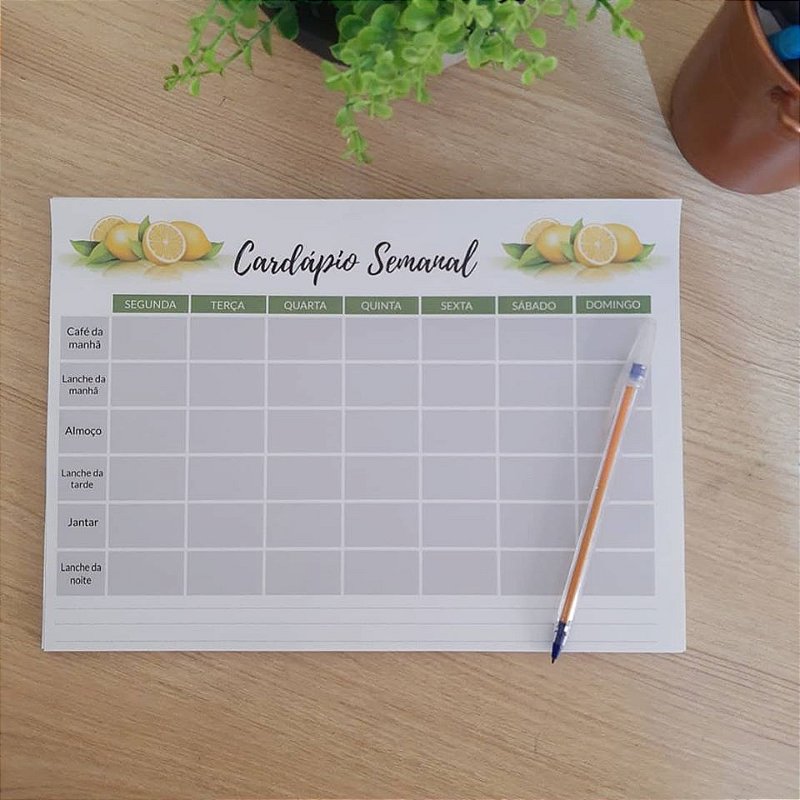 Planner - Cardápio Semanal