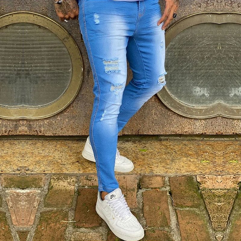 Calça Jeans Destroyed Masculina Skinny AN05 * - Loja 021