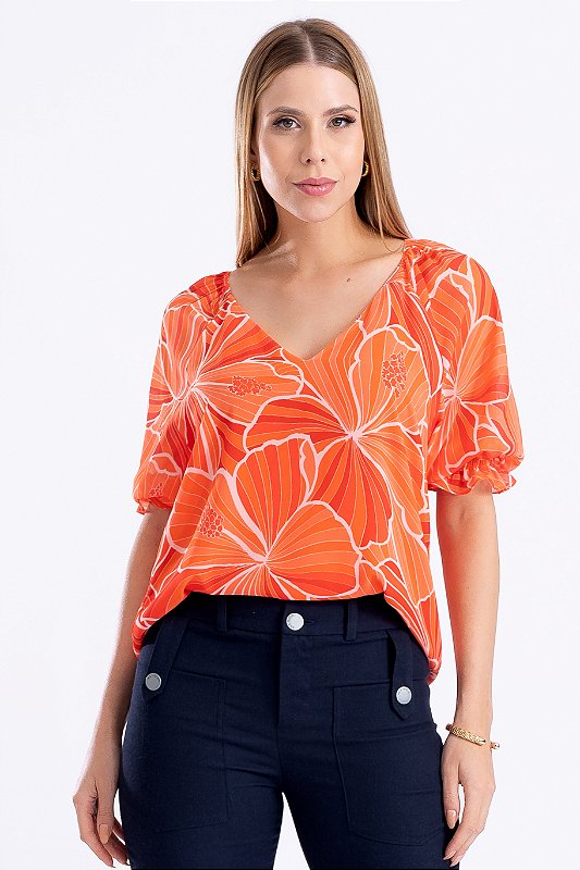 ALL SIDE BLUSA MANGA 3/4 CREPE ESTAMPADA BEATRIZ All Side Store