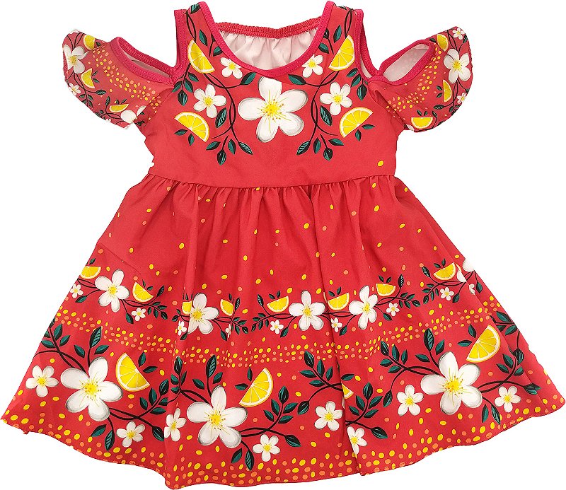vestido vermelho florido