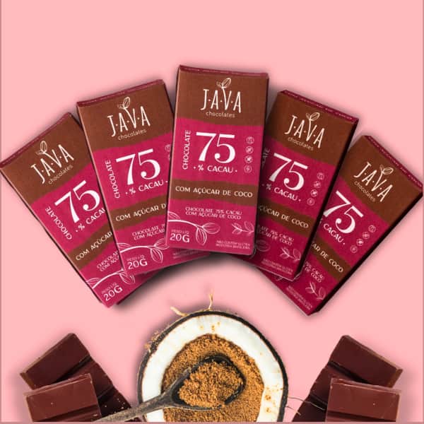 Chocolate açúcar de coco - 75% cacau - Loja Online Java Chocolates