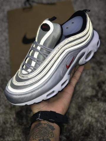 air max plus branco e cinza