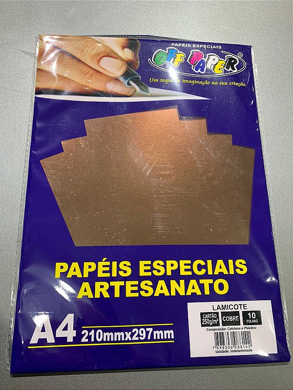 Papel Lamicote A4 250g/m² 10 Folhas Cobre Off Paper - etiquetasdk