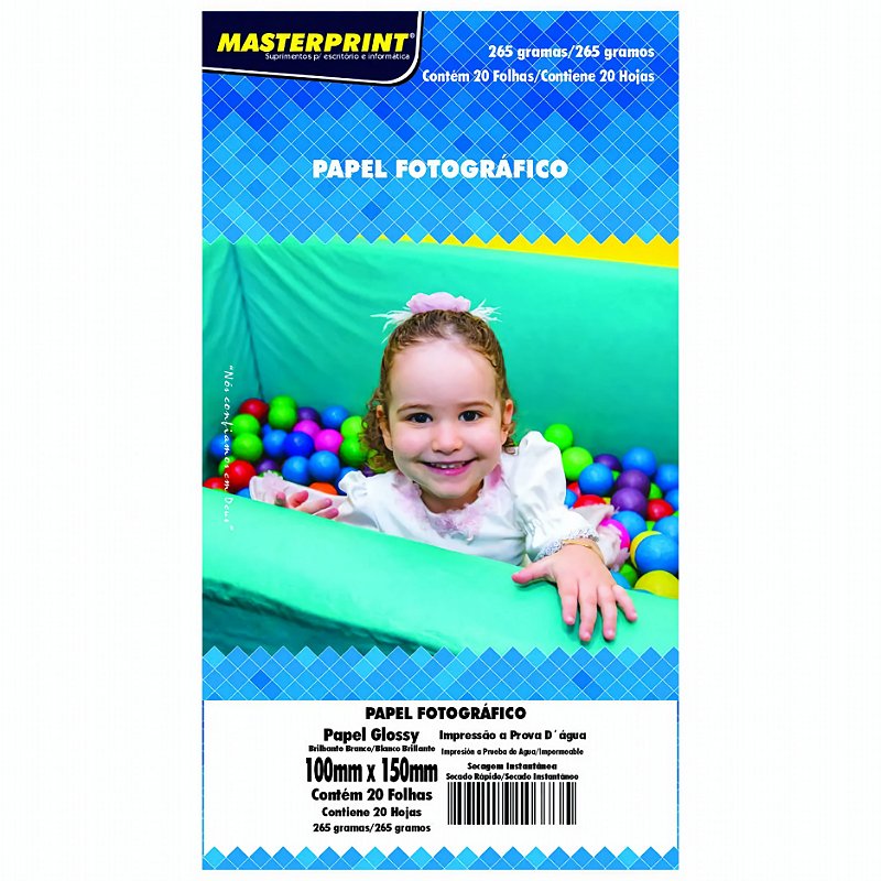 Papel Fotográfico 10x15 Glossy Brilhante 265g 20 Folhas Etiquetasdk 0480