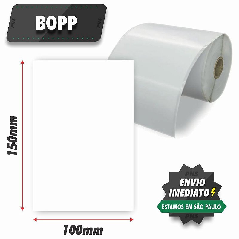 Etiquetas Adesivas BOPP Transparente, 100 x 80 mm x 1 coluna, Rolo