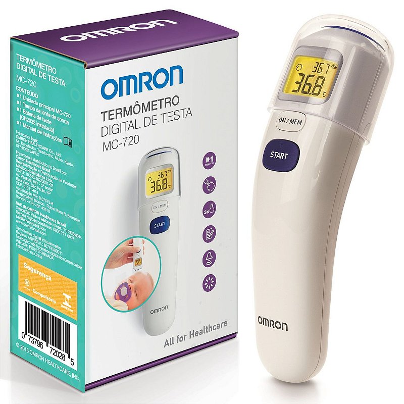 Termômetro Digital de Testa MC720 Omron Medical Fast Assessórios