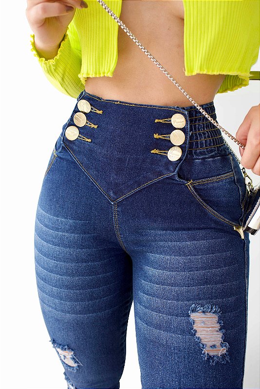 Calça Jeans ,Modelo Cos alto botão - Ouzzare - Calça Feminina