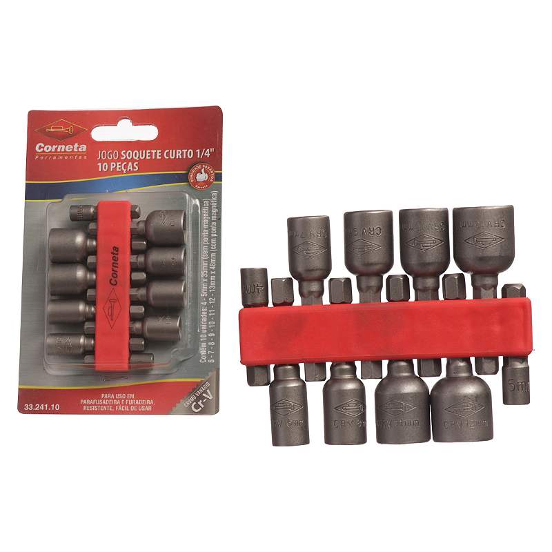 Jogo Soquete Canhão Curto Furadeira Parafusadeira 4 a 13mm DQualidade Comércio de Cutelaria Jogo Soquete Canhão Curto Furadeira Parafusadeira 4 a 13mm DQualidade Comércio de Cutelaria