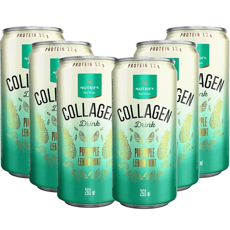 Collagen Drink Pineapple Lemon Mint - Nutrify 6 latas - BS