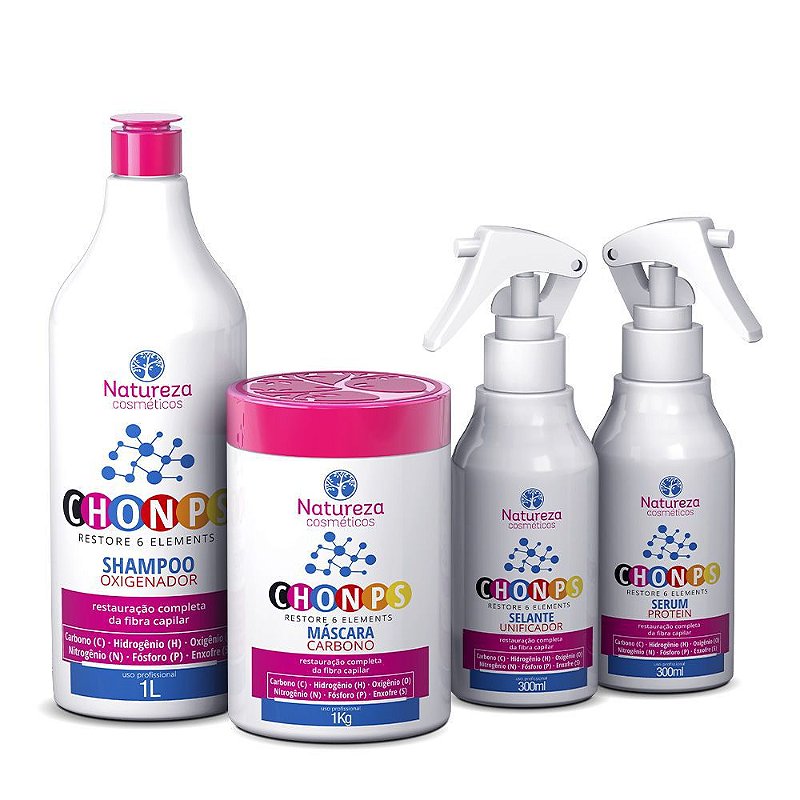 Kit Chonps 6 Elementos 4 Passos - Natureza Cosméticos - Bella Eva