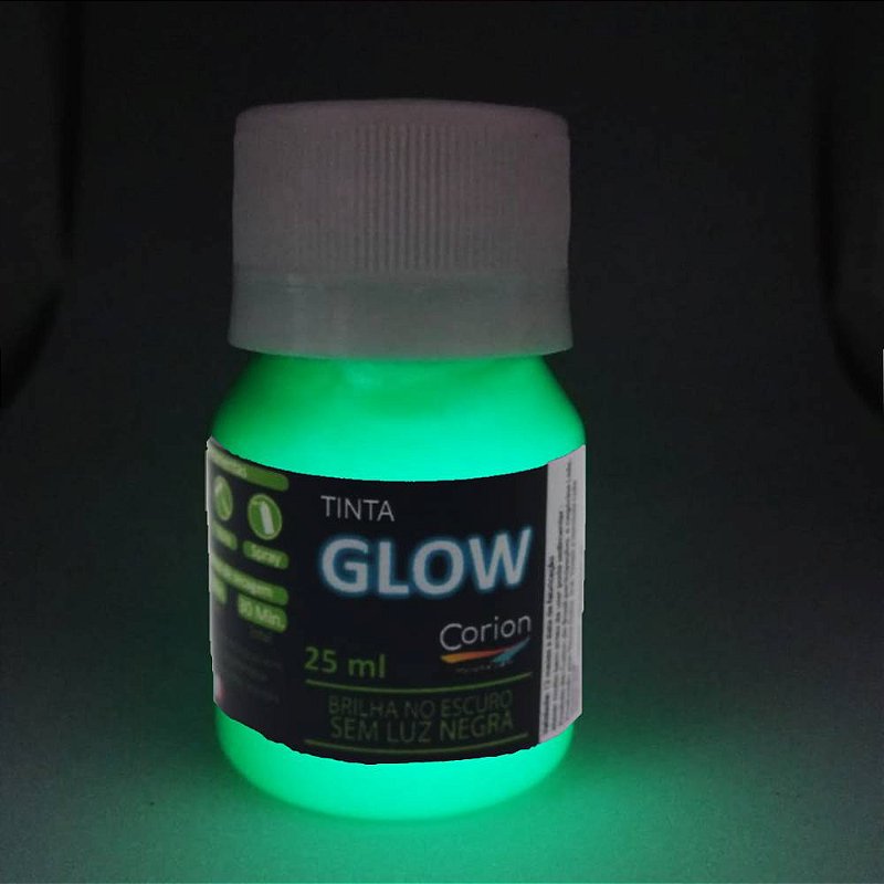 Kit 4 Potes Tinta Glow Corion 25ML - Brilha No Escuro Sem Luz Negra
