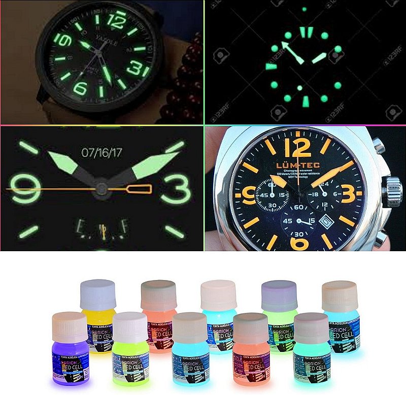 25ml Tinta Corion Glow Pre Mixed Luminosa Lumix p/ ponteiro quadrante de relogio