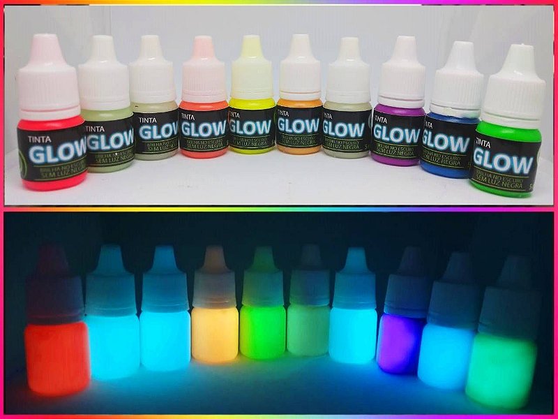 Kit 10 Bisnagas 5ml de Tinta Glow Corion Fosforescente - Todas as Cores