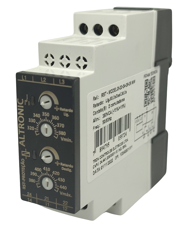 RST 22/24/26/28MM 380vca Rele Supervisor Trifasico c/ Retardo