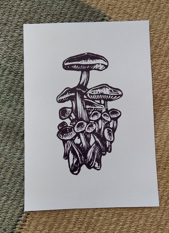 Xilogravura - Cogumelos