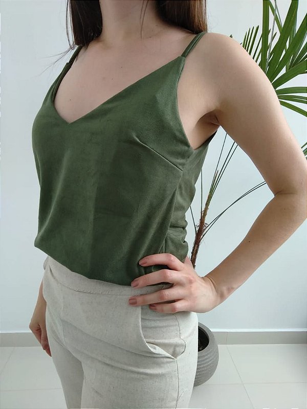 blusa de suede verde