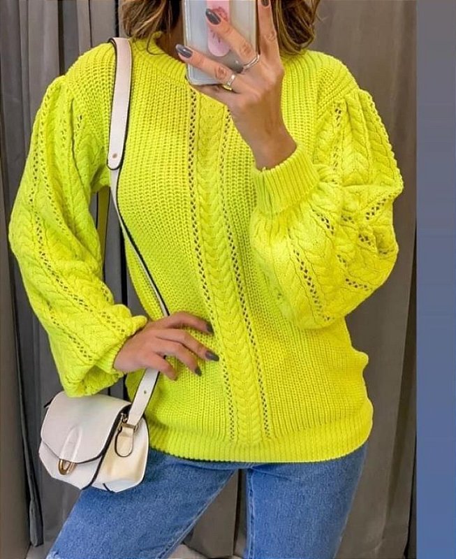 blusa tricot neon