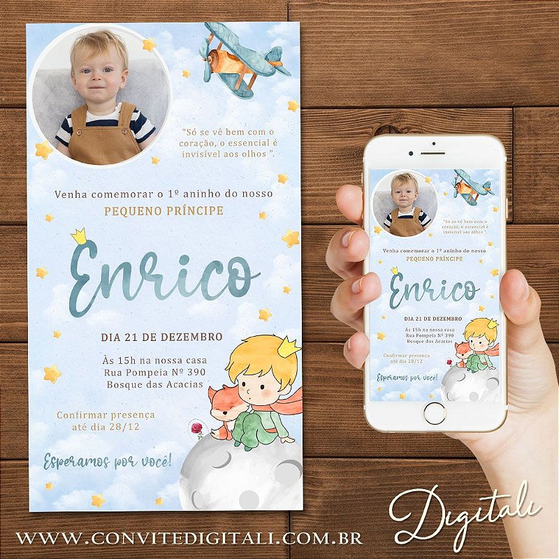 Convite Pequeno Príncipe - Arte Digital é na Digitali! - Digitali Convites  e Kits Digitais