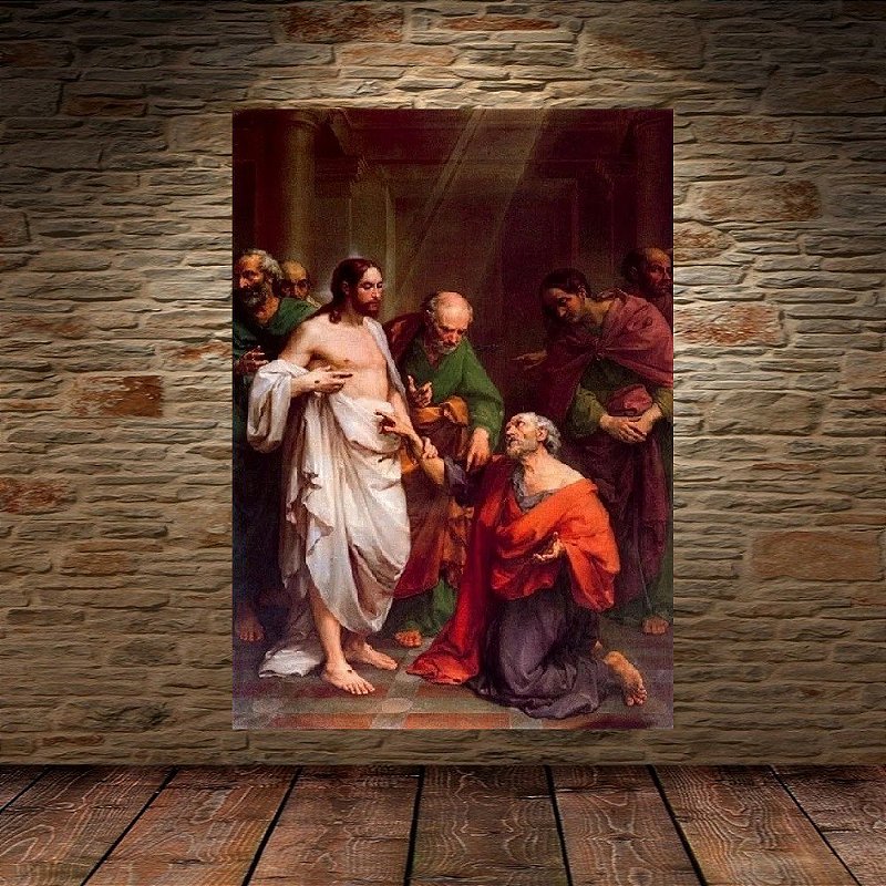 宗教画　限定100 Edition3 lithograph Quadro Religioso Tomé e Jesus 9995 - 100cm (A) x 150cm (L