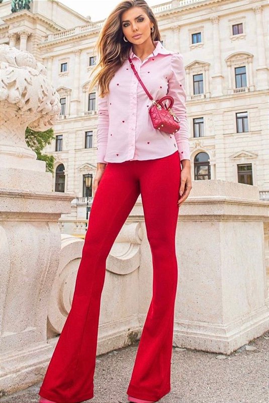 Calça Flare Vermelha