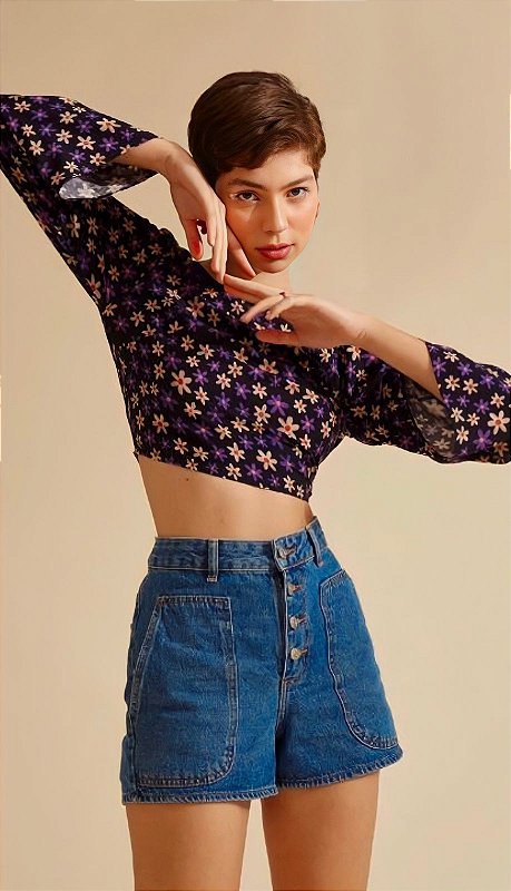 Blusa Manga Longa Estampada.