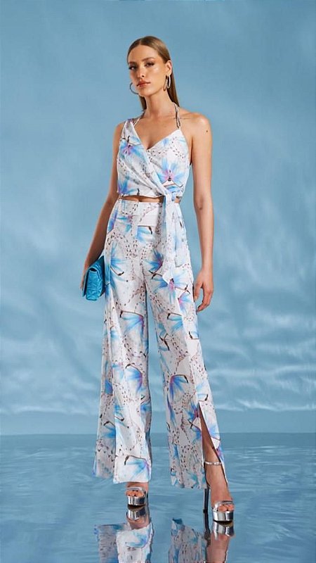 Conjunto Calça Pantalona Com Blusa Butterfly