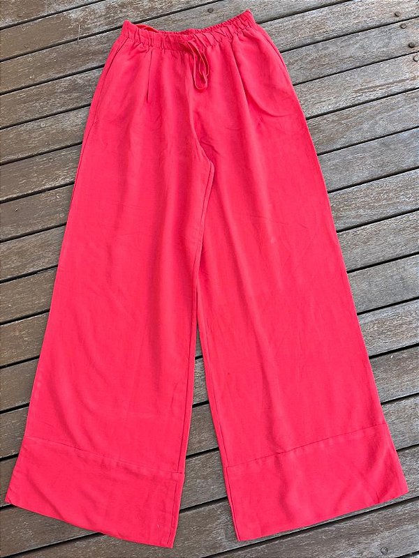 Calça Palazzo  Com Amarração Cintura Alta