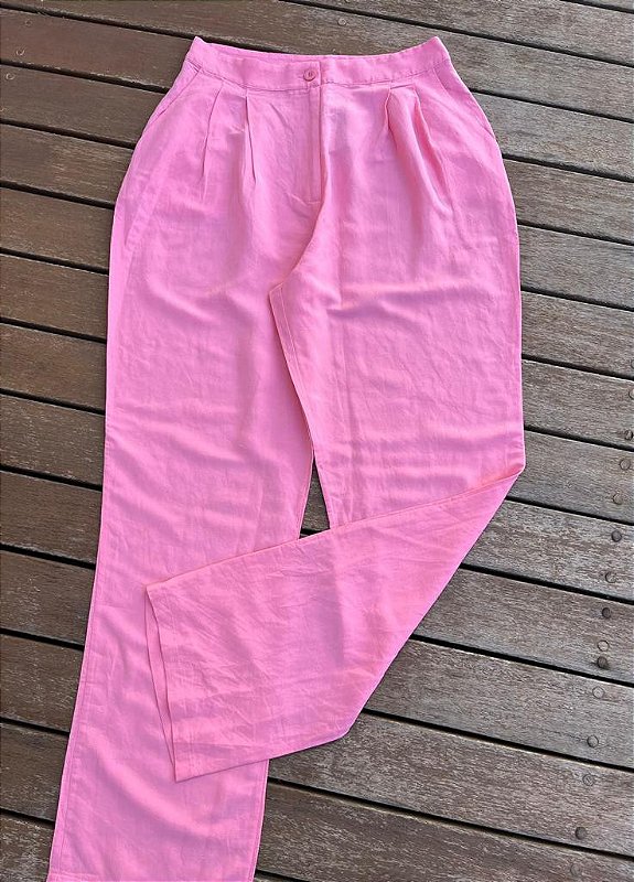 Calça Cintura Alta com Pregas