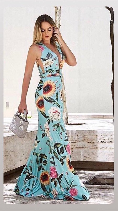 Vestido Longo Decote Frente