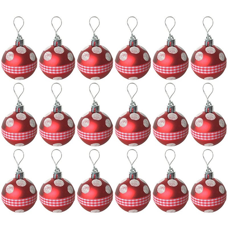 Jogo Com 3 Bolas de Natal Ø 12cm Vermelha Camurça Decorada - Papel Mache