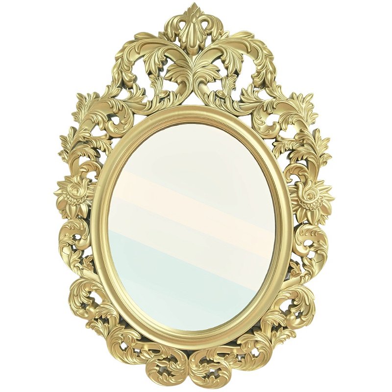Espelho de Parede Decorativo Moldura Oval Dourada 80x58x3cm - Papel Mache