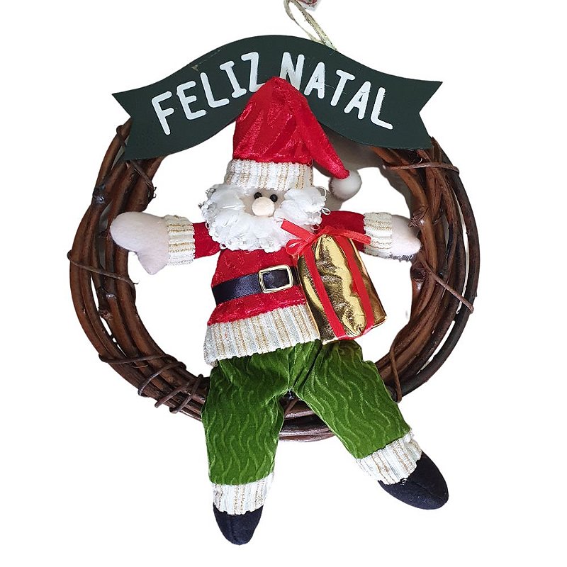 Guirlanda Natal Papai Noel 27x31 cm - Papel Mache Guirlanda Natal Papai Noel 27x31 cm - Papel Mache